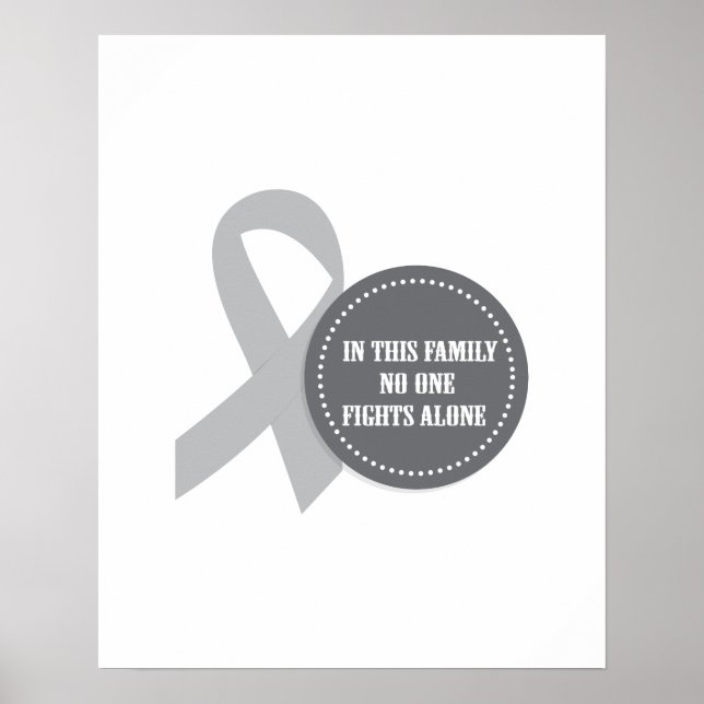 Brain Cancer Gray Ribbon for Family Poster (Front)