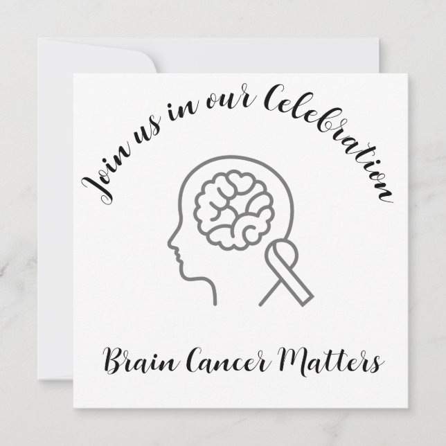 Brain Cancer Grey Ribbon End of Treatment Invitation (Front)