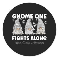Brain Cancer Grey Ribbon Gnome Classic Round Sticker