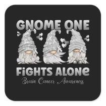 Brain Cancer Grey Ribbon Gnome Square Sticker