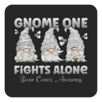 Brain Cancer Grey Ribbon Gnome Square Sticker