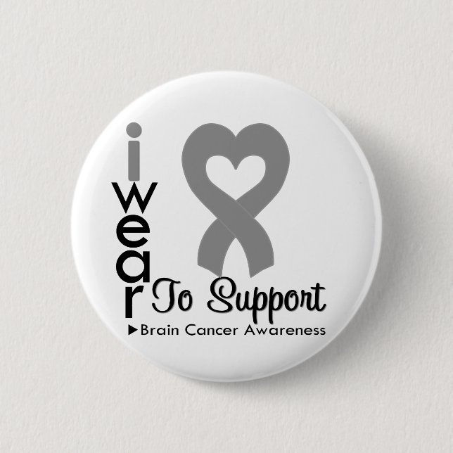 Brain Cancer Heart Ribbon Awareness Button (Front)