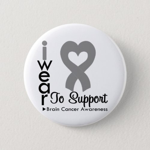Brain Cancer Heart Ribbon Awareness Button