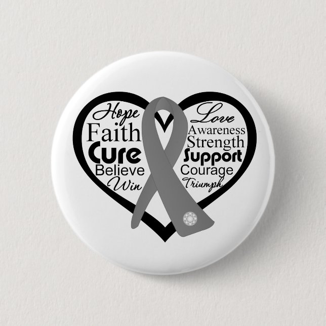 Brain Cancer Heart Ribbon Collage Button (Front)