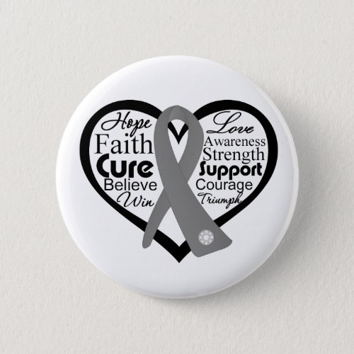 Brain Cancer Heart Ribbon Collage Button