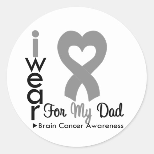 Brain Cancer Heart Ribbon For My Dad Classic Round Sticker
