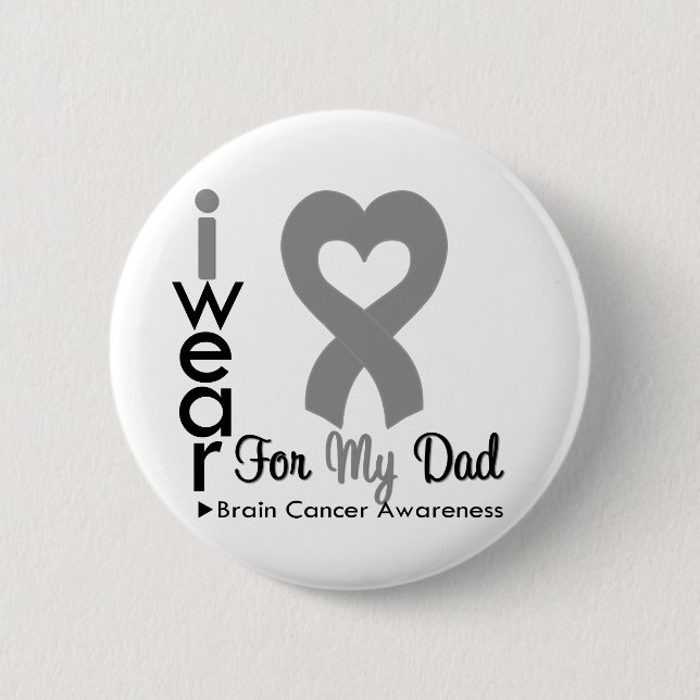 Brain Cancer Heart Ribbon For My Dad Pinback Button (Front)