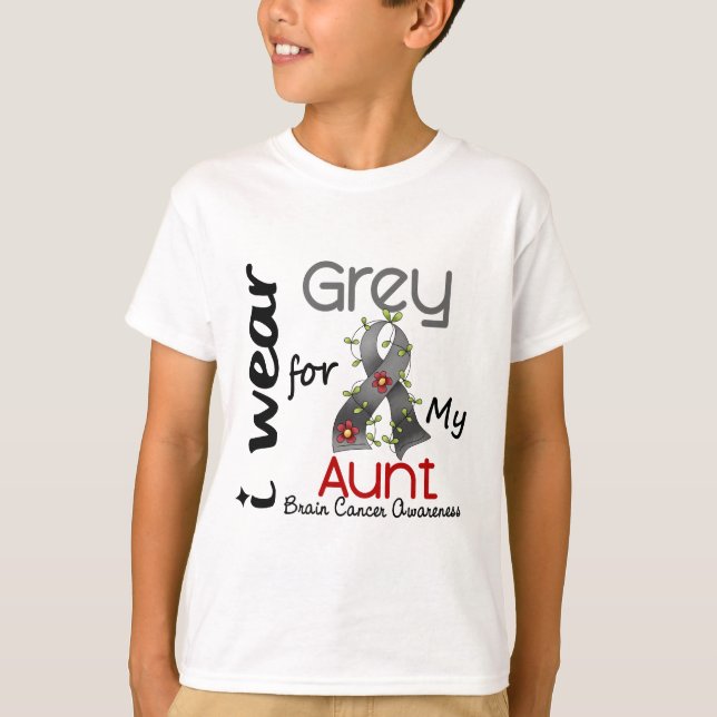 Brain Cancer I Wear Grey For My Aunt 43 T-Shirt (Front)