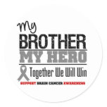 Brain Cancer My Brother My Hero Classic Round Sticker