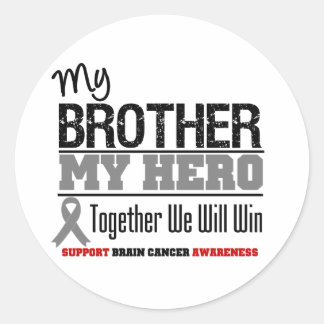 Brain Cancer My Brother My Hero Classic Round Sticker