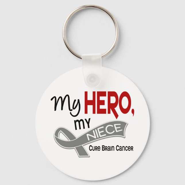 Brain Cancer MY HERO MY NIECE 42 Keychain (Front)