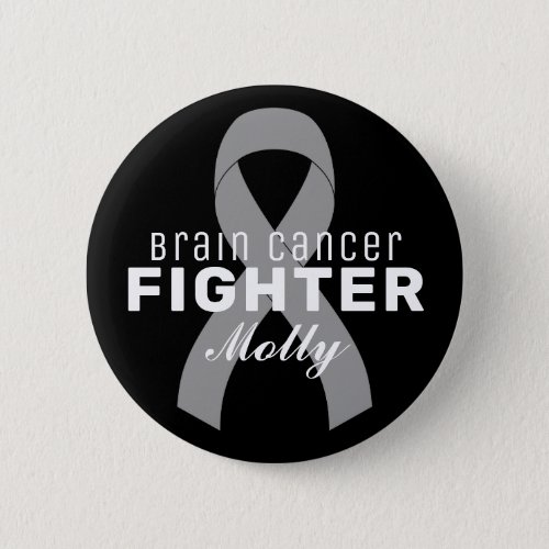 Brain Cancer Ribbon Black Button