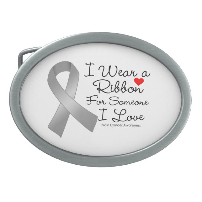 Brain Cancer Ribbon Someone I Love Oval Belt Buckle (Front)