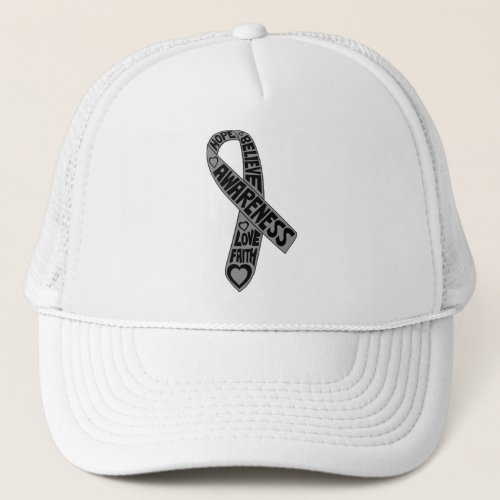 Brain Cancer Slogans Ribbon Trucker Hat
