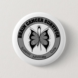 Brain Cancer Survivor Butterfly Button