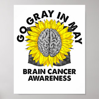 Brain Cancer Tumor Awareness Go Gray In May Sunflo Poster