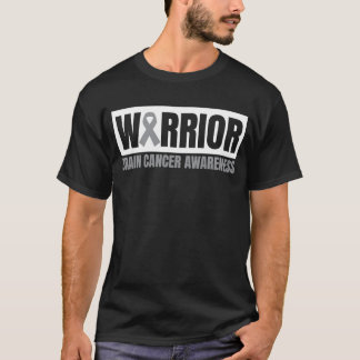 Brain Cancer Warrior Awareness Month Gray Ribbon T-Shirt