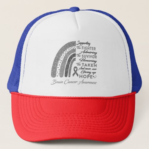 Brain Cancer Warrior Supporting Fighter Trucker Hat