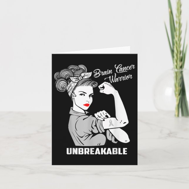 Brain Cancer Warrior Unbreakable Awareness Gift  Card (Front)