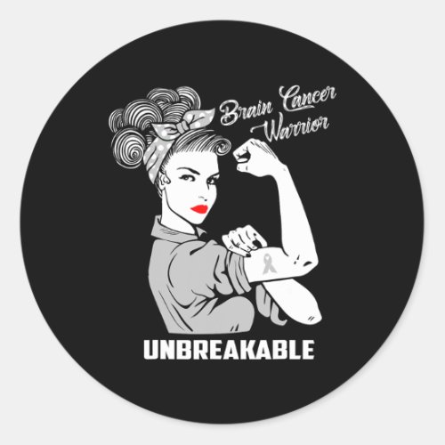 Brain Cancer Warrior Unbreakable Awareness Gift  Classic Round Sticker