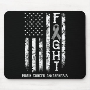 Brain Cancer Warrior Us Flag Awareness Support Mouse Pad