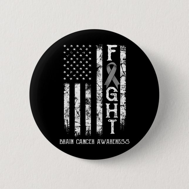 Brain Cancer Warrior US Flag Button (Front)