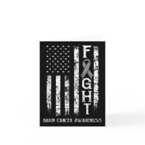 Brain Cancer Warrior Us Flag  Card