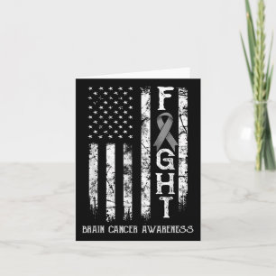 Brain Cancer Warrior Us Flag  Card