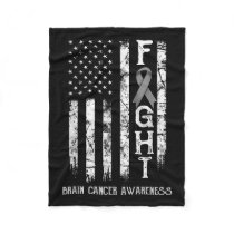 Brain Cancer Warrior Us Flag  Fleece Blanket