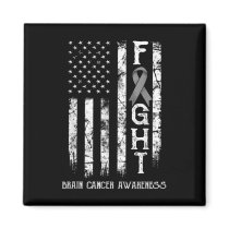Brain Cancer Warrior Us Flag  Magnet
