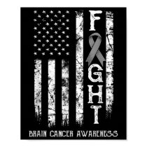 Brain Cancer Warrior Us Flag  Poster