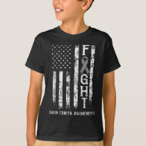 Brain Cancer Warrior Us Flag  T-Shirt