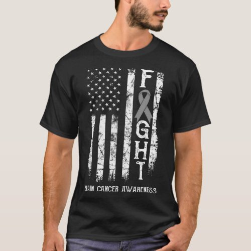 Brain Cancer Warrior US Flag T_Shirt