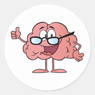 Brain Cartoon Character Giving The Thumbs Up Classic Round Sticker