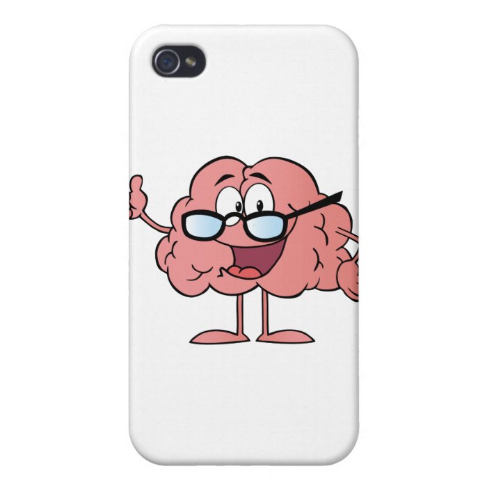 Brain Cartoon Character Giving The Thumbs Up iPhone 4 Cover