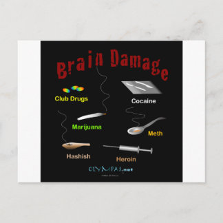 Brain Damage Black Postcard
