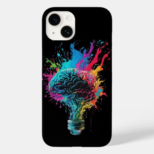Brain Design With Colorful Bulb Explosion Case_Mate iPhone 14 Case