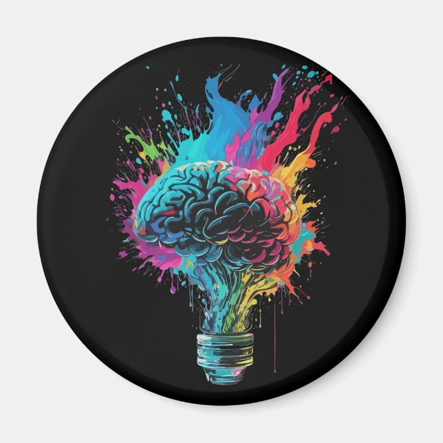 Brain Design With Colorful Bulb Explosion Magnet (Front)
