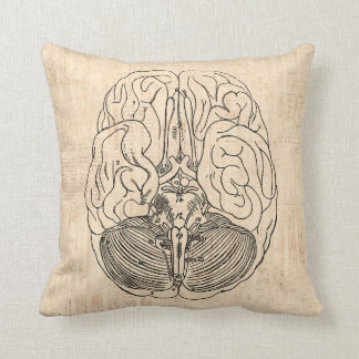 Brain Diagram Vintage Medical Art Throw Pillow
