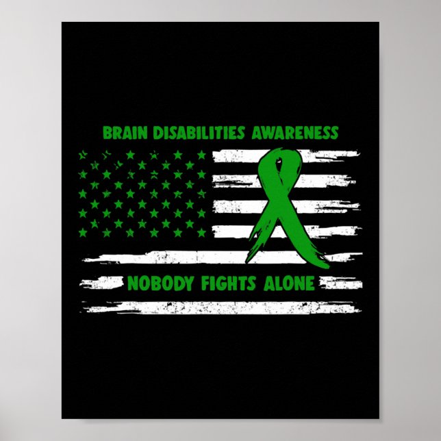 Brain Disabilities Awareness Nobody Fights Alone A Poster (Front)
