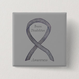 Brain Disabilities Awareness Ribbon Custom Pin