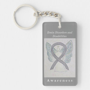 Brain Disorders and Disabilities Ribbon Keychain