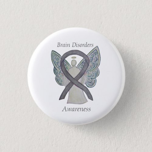 Brain Disorders Silver Awareness Ribbon Angel Pin