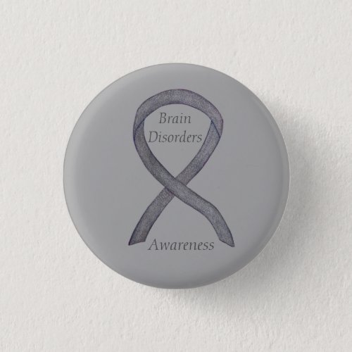 Brain Disorders Silver Awareness Ribbon Custom Pin