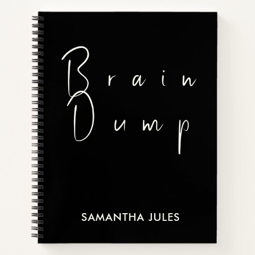 Brain Dump Black  White PersonalisedScript Notebook