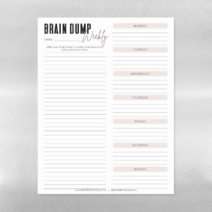 BRAIN DUMP   Blush Weekly Magnetic Dry Erase Sheet