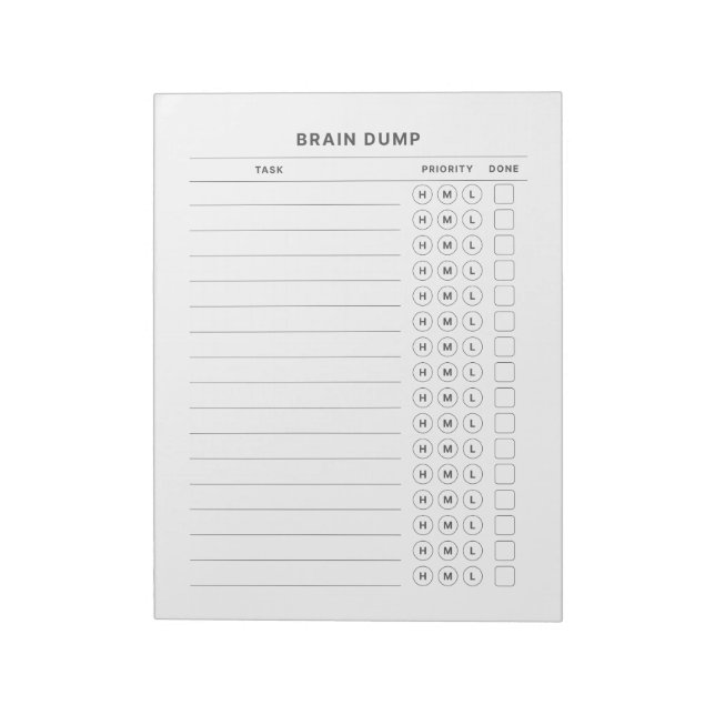 Brain Dump Get It Done Priority Organiser  Notepad (Rotated)