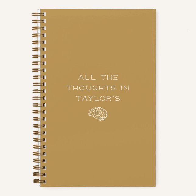 Brain Dump List Thoughts Personalized Mustard Notebook (Front)