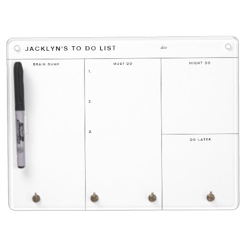 Brain Dump To Do List Dry Erase Board with Marker