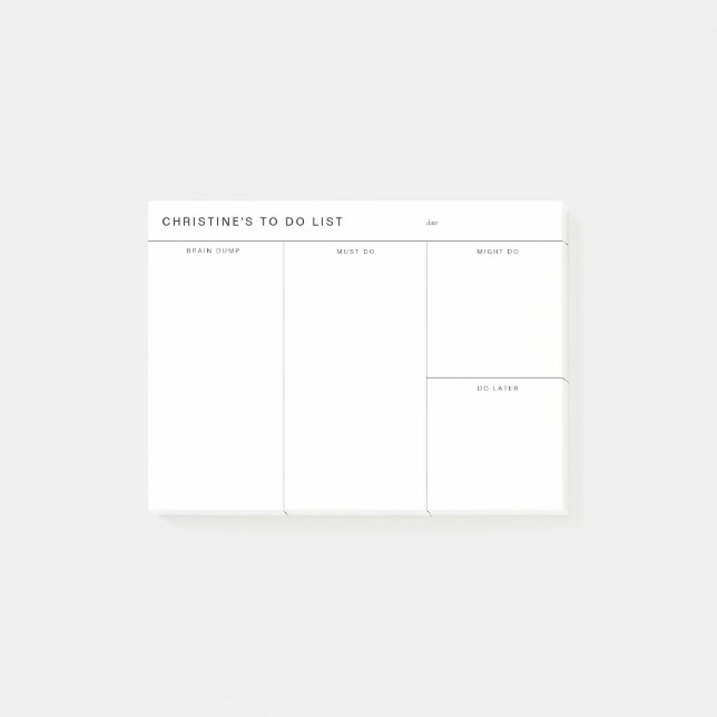 Brain Dump To Do List Post-it Notes (Front)
